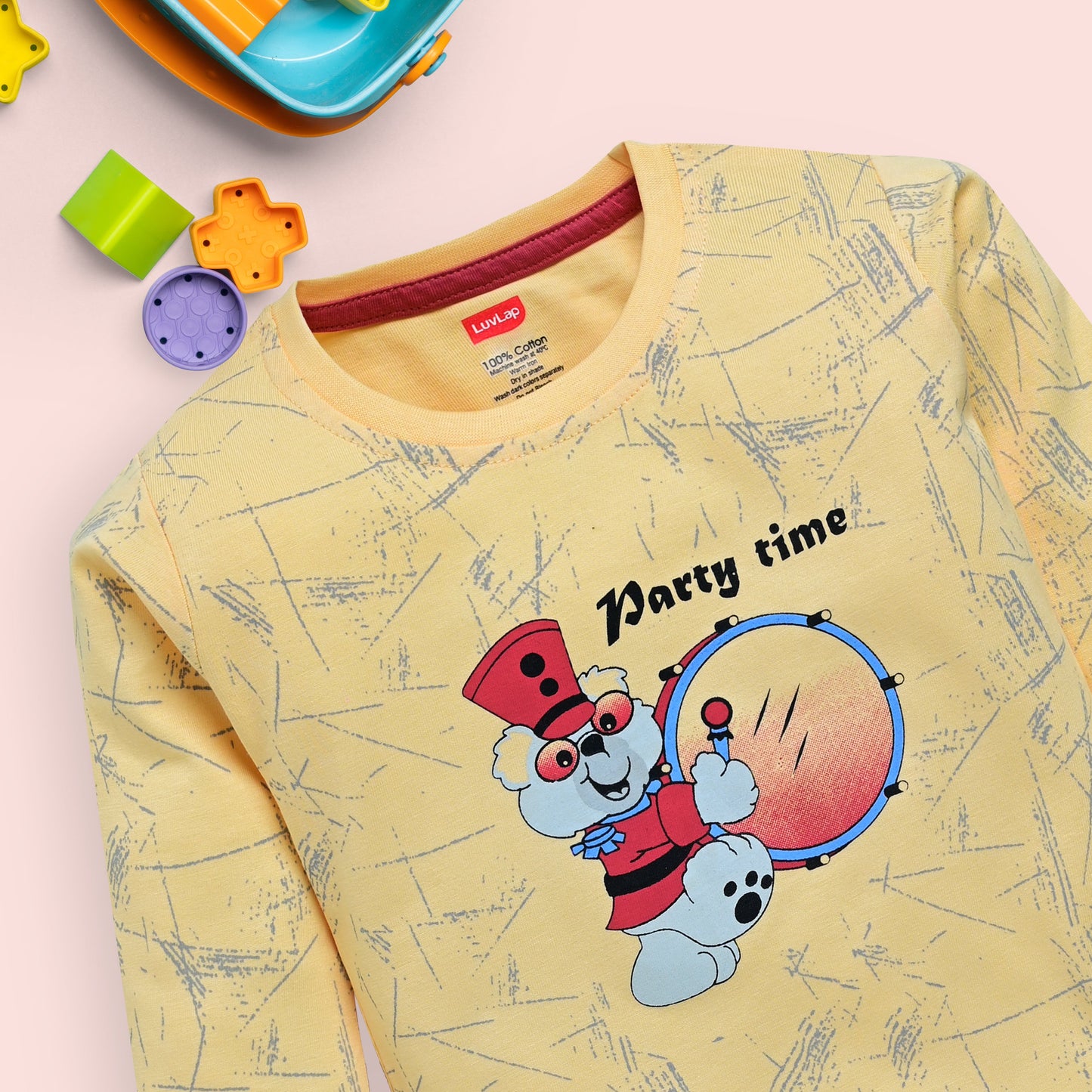 Baby Boys 100% Cotton Full Sleeve Boys T-Shirt & Pyjama Sets Pack Of 3, Mango, Sweet Peach & White
