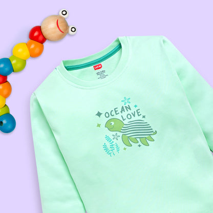 Baby Boys 100% Cotton Full Sleeve Boys T-Shirt & Pyjama Sets Pack Of 3, Peach, Misty Blue & Sea Green