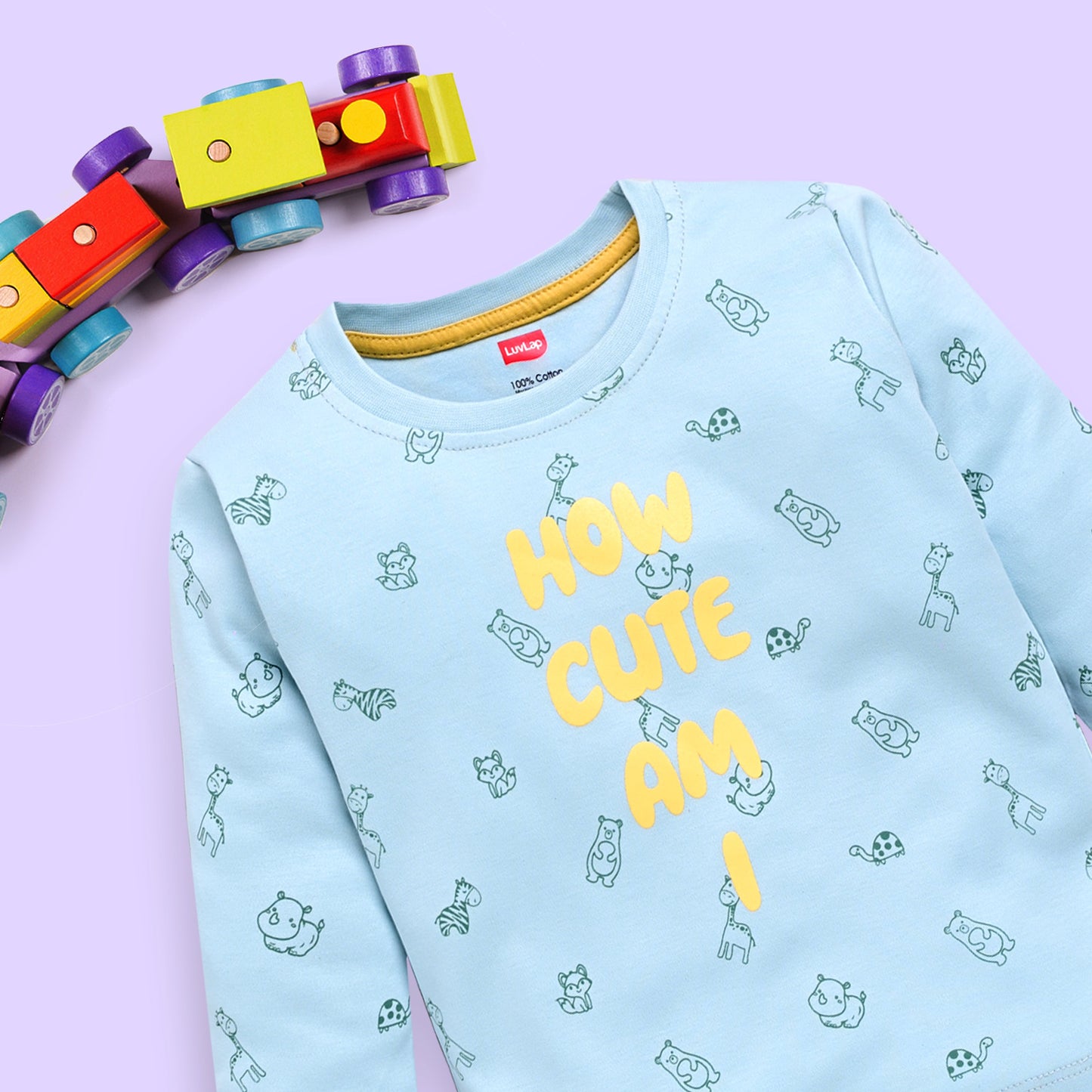 Baby Boys 100% Cotton Full Sleeve Boys T-Shirt & Pyjama Sets Pack Of 3, Peach, Misty Blue & Sea Green