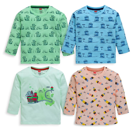 Baby Boys Pack Of 4 Full Sleeve T-Shirt 100% Cotton