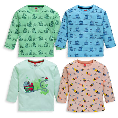 Baby Boys Pack Of 4 Full Sleeve T-Shirt 100% Cotton