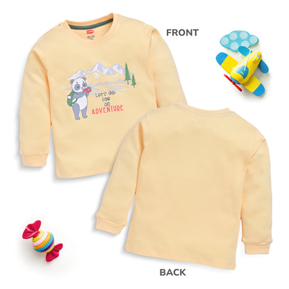 Baby Boys Regular Fit 100% Cotton Full Sleeves Boys T-Shirts Sets Pack Of 4, Mango, White, Provincial Blue & Baltic Sea