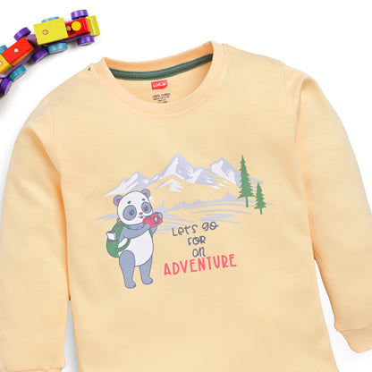 Baby Boys Regular Fit 100% Cotton Full Sleeves Boys T-Shirts Sets Pack Of 4, Mango, White, Provincial Blue & Baltic Sea