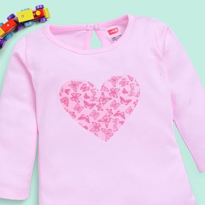 Baby Girls 100% Cotton Full Sleeve Girls Top & Pyjama CoSets Pack Of 3, Baby Pink, Morning Glory & Navy