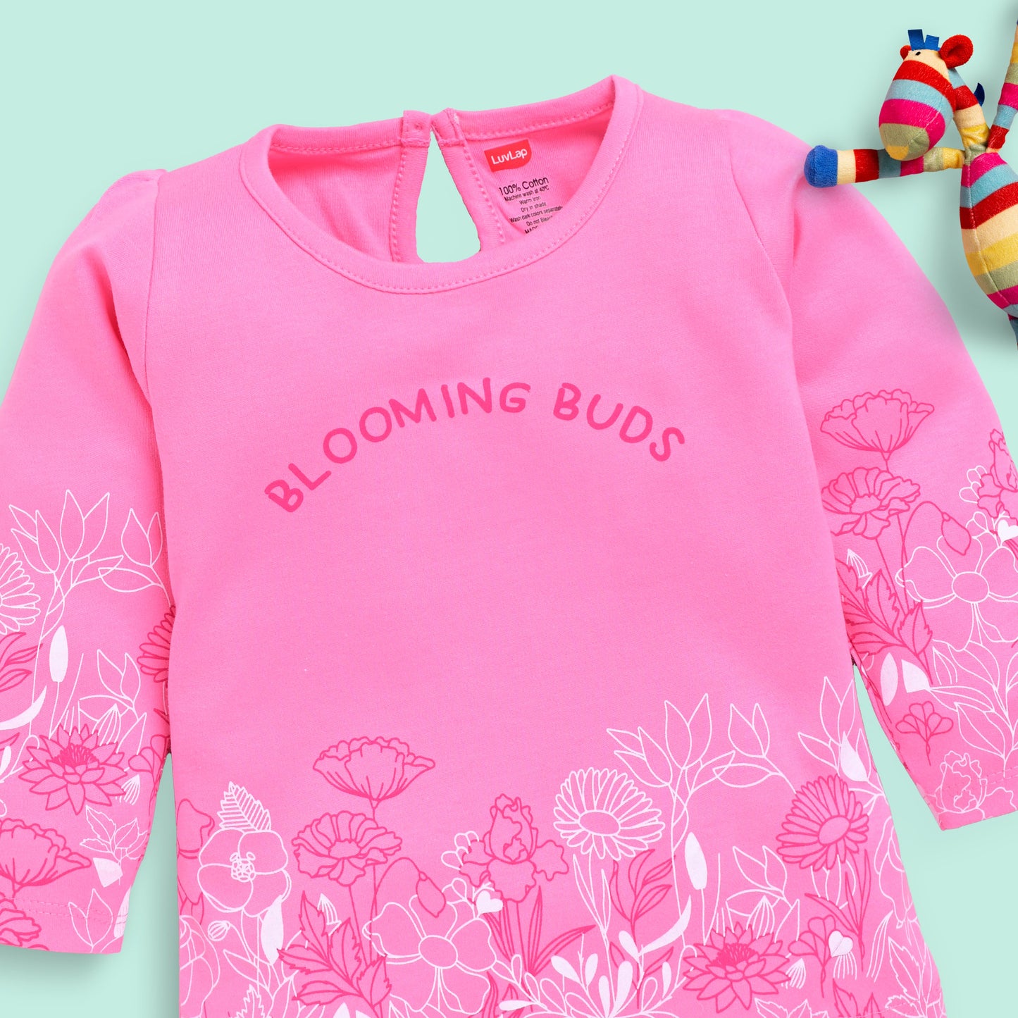 Baby Girls 100% Cotton Full Sleeve Girls Top & Pyjama CoSets Pack Of 3, Baby Pink, Morning Glory & Navy