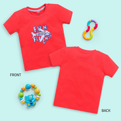 Baby Boys Regular Fit 100% Cotton Half Sleeve Boys T-Shirt Pack Of 5, Powder Blue, Red, Sea Foam Green, Peach Whip & Papaya