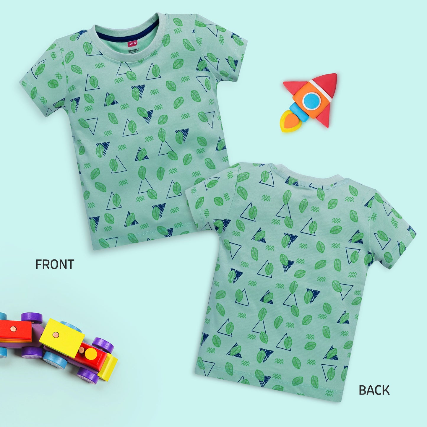 Baby Boys Regular Fit 100% Cotton Half Sleeve Boys T-Shirt Pack Of 5, Powder Blue, Red, Sea Foam Green, Peach Whip & Papaya
