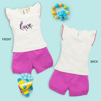 Baby Girls Regular Fit 100% Cotton Half Sleeves Girls Top CoSets Pack Of 3, Pink Rose, Off White & Sea Salt