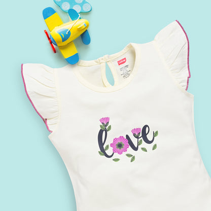 Baby Girls Regular Fit 100% Cotton Half Sleeves Girls Top CoSets Pack Of 3, Pink Rose, Off White & Sea Salt