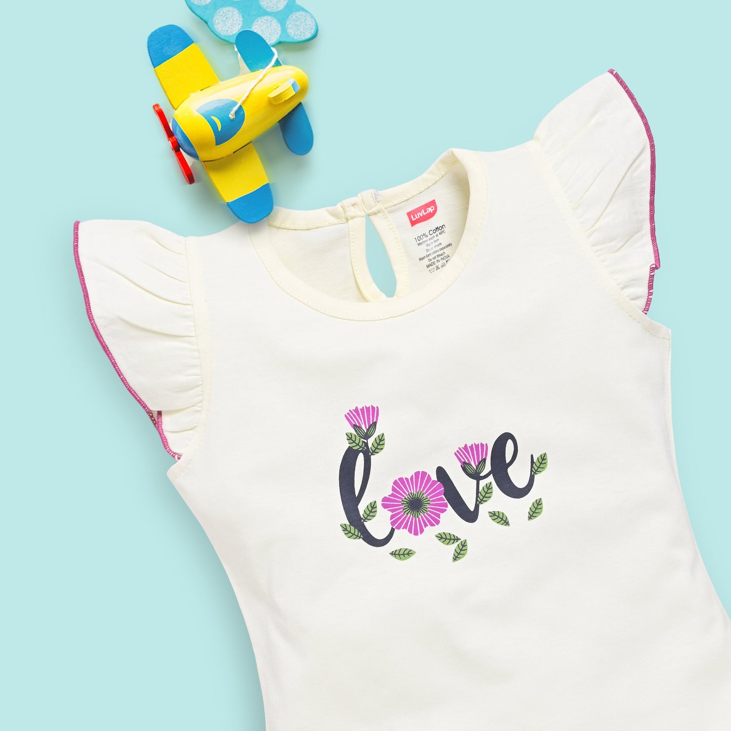 Baby Girls Regular Fit 100% Cotton Half Sleeves Girls Top CoSets Pack Of 3, Pink Rose, Off White & Sea Salt