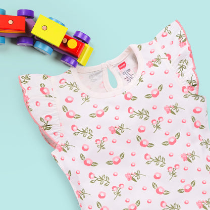 Baby Girls Regular Fit 100% Cotton Half Sleeves Girls Top CoSets Pack Of 3, Pink Rose, Off White & Sea Salt