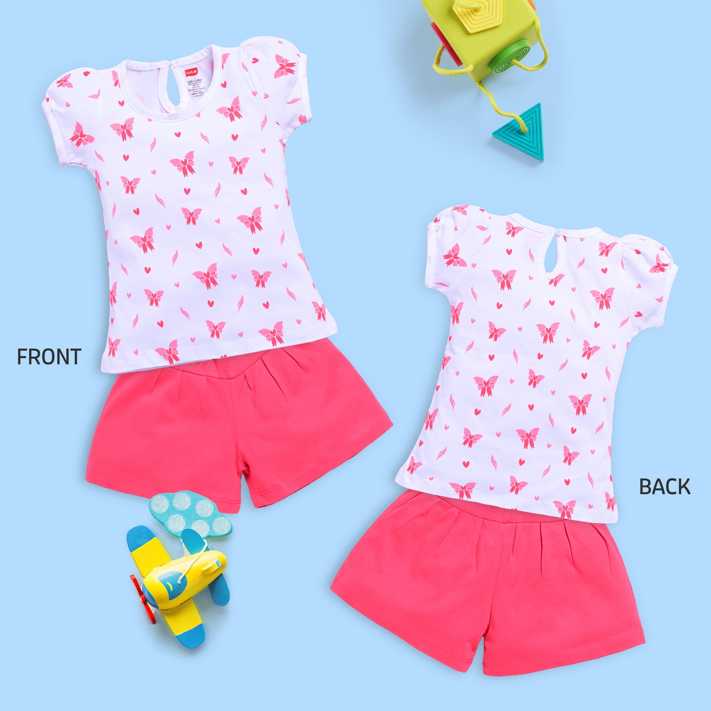 Baby Girls Regular Fit 100% Cotton Half Sleeves Girls Top CoSets Pack Of 3, Light Peach, White & Pink