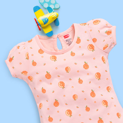 Baby Girls Regular Fit 100% Cotton Half Sleeves Girls Top CoSets Pack Of 3, Light Peach, White & Pink