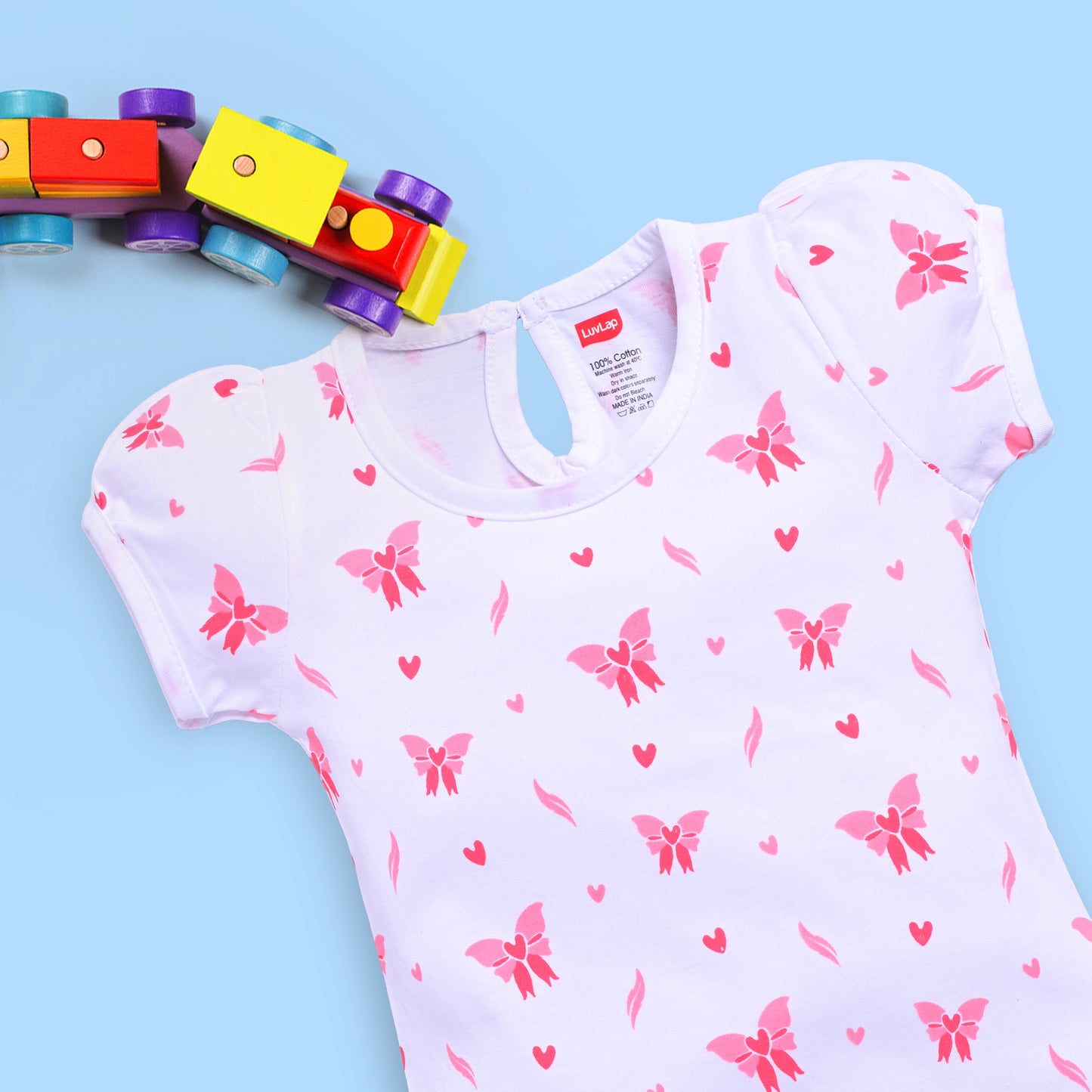 Baby Girls Regular Fit 100% Cotton Half Sleeves Girls Top CoSets Pack Of 3, Light Peach, White & Pink