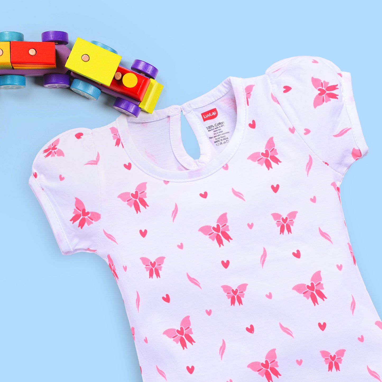 Baby Girls Regular Fit 100% Cotton Half Sleeves Girls Top CoSets Pack Of 3, Light Peach, White & Pink