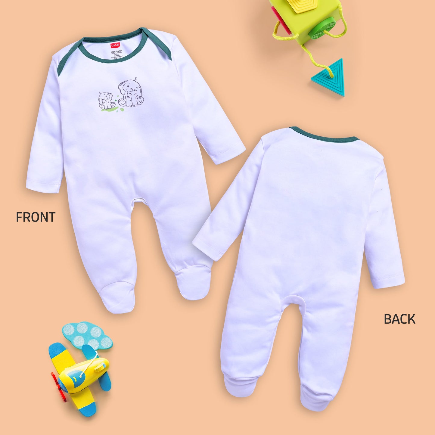 LuvLap Baby Boys & Girls 100% Cotton Half Sleeve Romper/Bodysuit Pack of 2