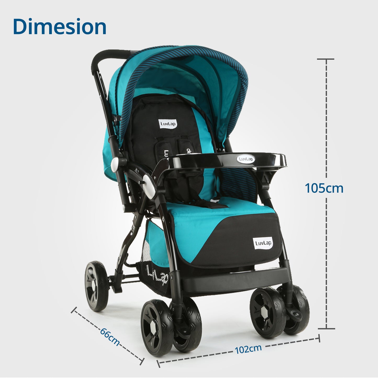Galaxy Baby Stroller, Pram for Baby with 5 Point Safety Harness, Spacious Cushioned seat with Multi Level seat Recline, Easy Fold, Lightweight Stroller for 0 to 3 Years (Green & Black)