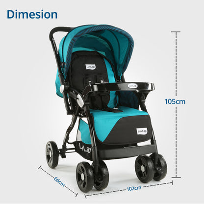 Galaxy Baby Stroller, Pram for Baby with 5 Point Safety Harness, Spacious Cushioned seat with Multi Level seat Recline, Easy Fold, Lightweight Stroller for 0 to 3 Years (Green & Black)