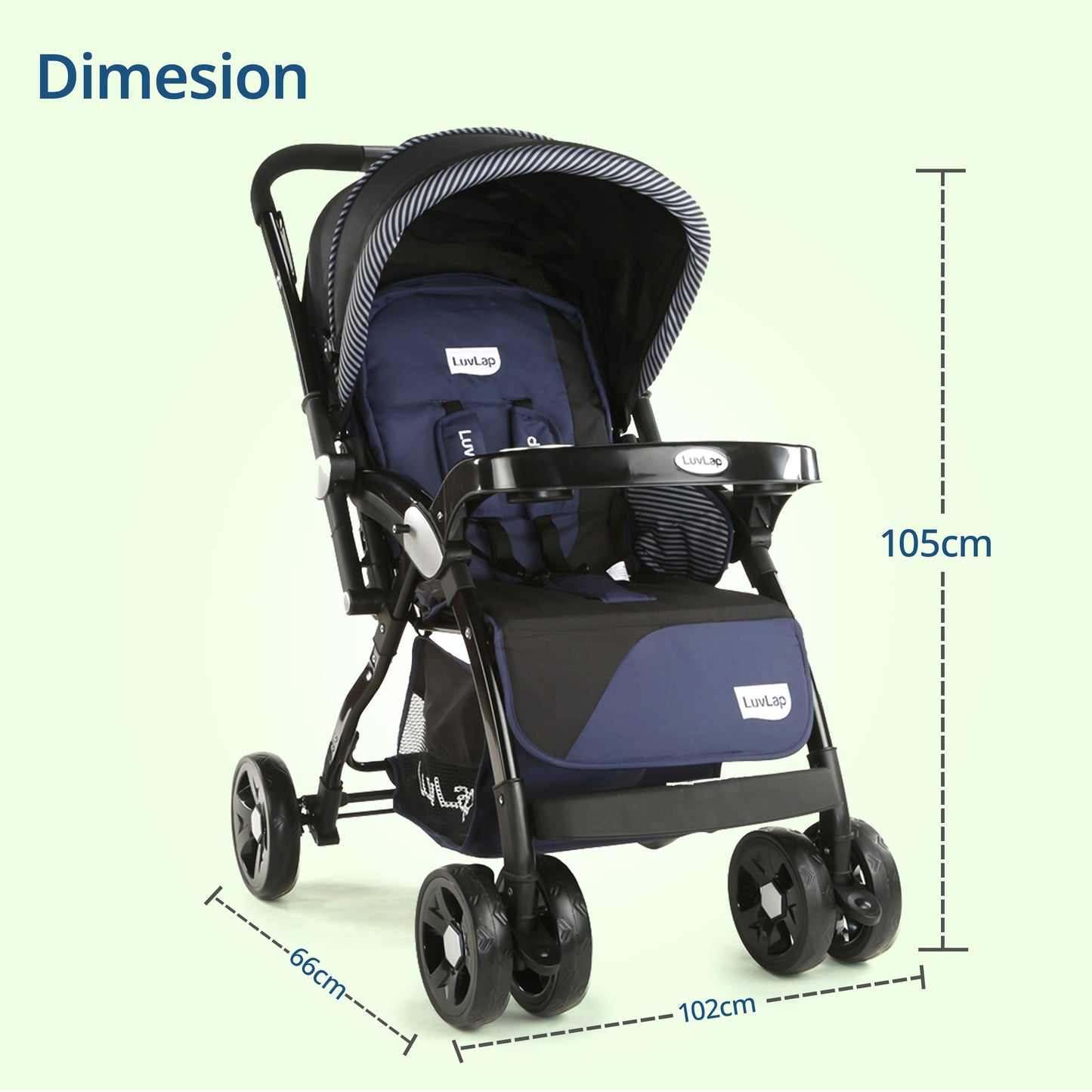 Galaxy Baby Stroller, Pram for Baby with 5 Point Safety Harness, Spacious Cushioned seat with Multi Level seat Recline, Easy Fold, Lightweight Stroller for 0 to 3 Years (Black)