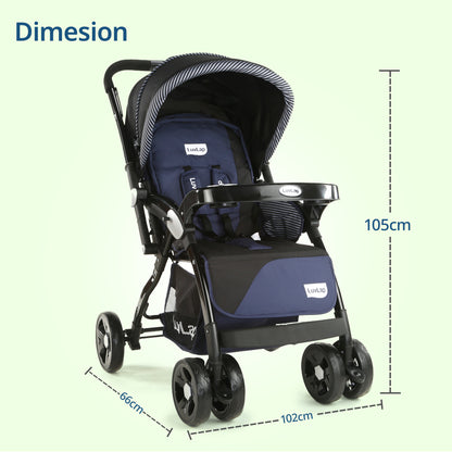 Galaxy Baby Stroller, Pram for Baby with 5 Point Safety Harness, Spacious Cushioned seat with Multi Level seat Recline, Easy Fold, Lightweight Stroller for 0 to 3 Years (Black)