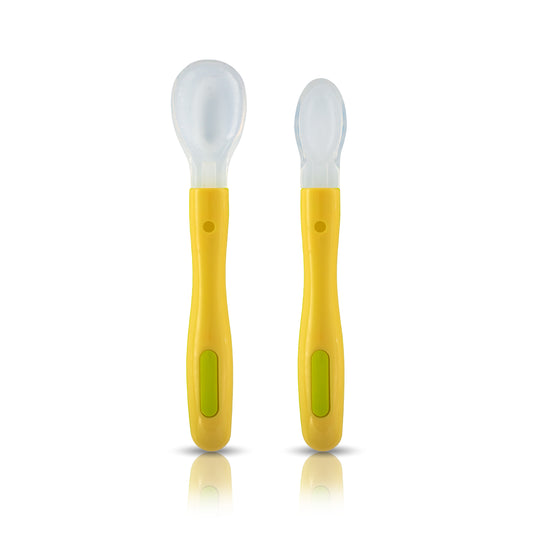 Fun Club Baby Silicone Spoon Set, BPA Free, FDA Approved, 2 pcs, Green