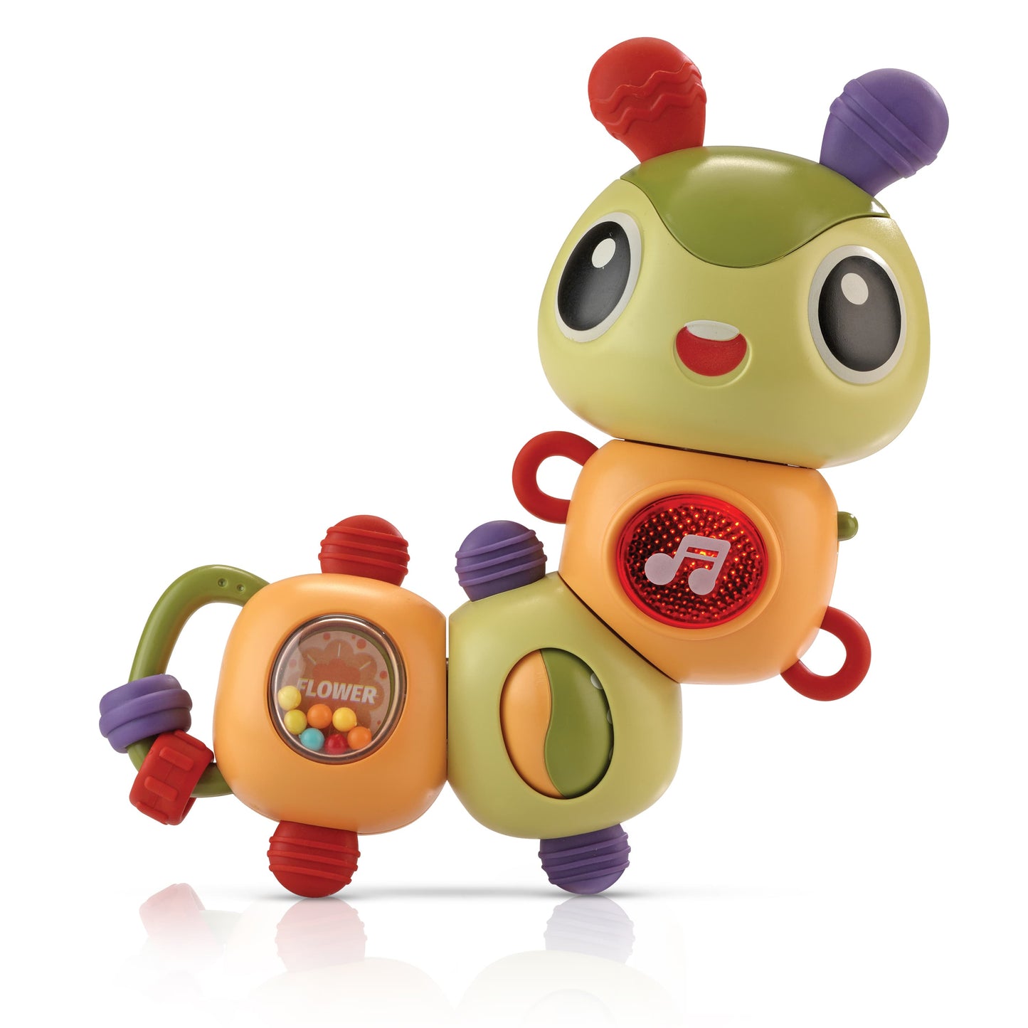 LuvLap Toy Ringing Caterpillar, Dancing Caterpiller Wind-Up Toys Activities for Preschool, Insect Toy for Kids, Battery Operated Interactive Baby Toys with Music and Light, BPA Free