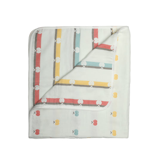 Baby Cotton Quilts Cum Wrappers, White Apple