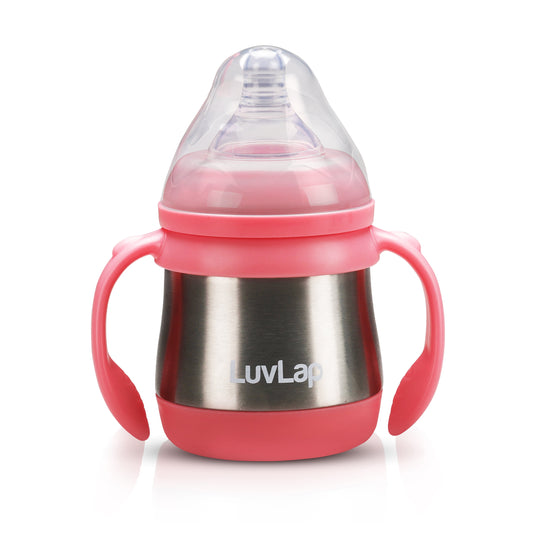 Steel Feeding Bottle, Pink, 240 Ml