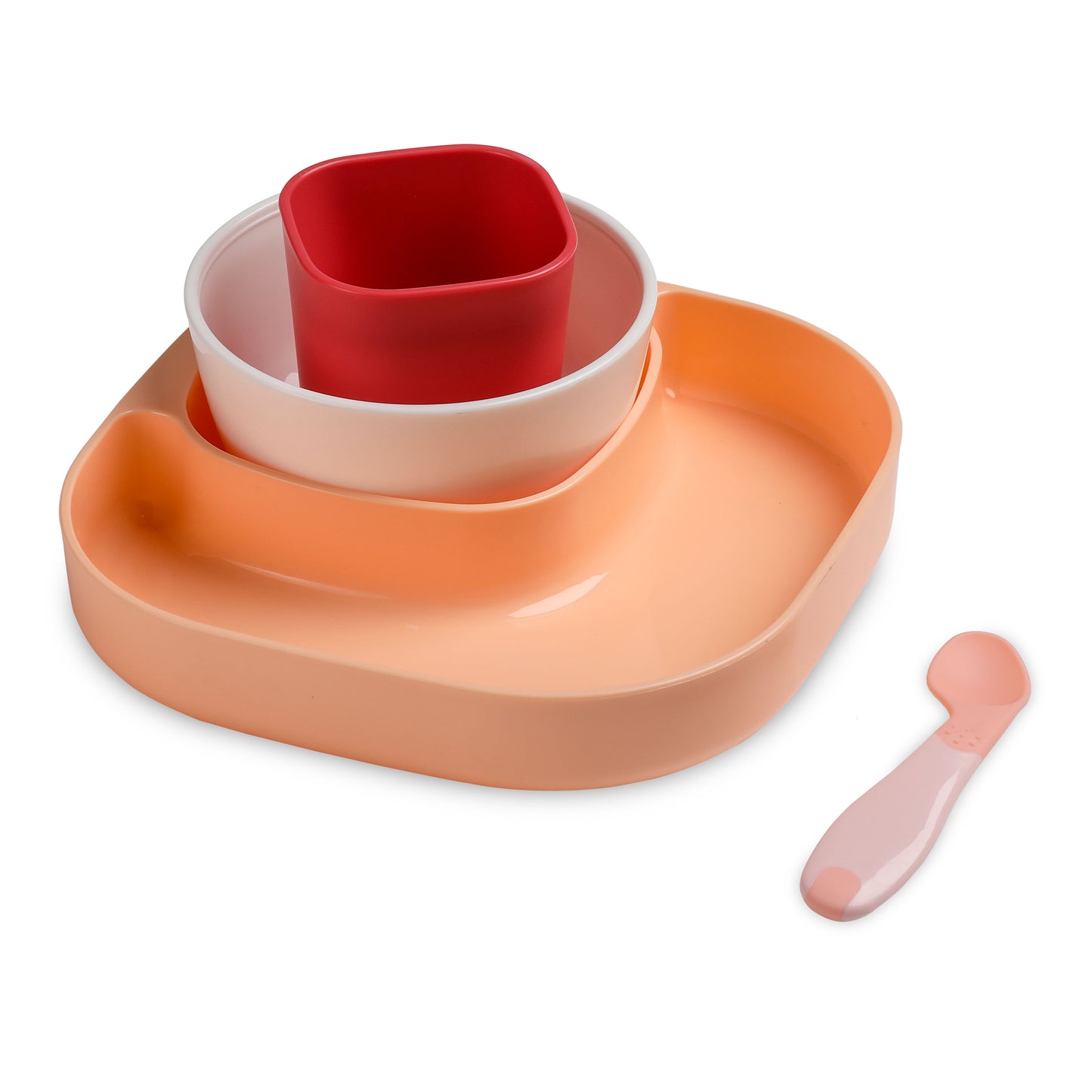 4 - Piece Baby Tableware Set(Peach & Red)