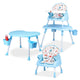 LuvLap 4 in 1 Convertible Baby High Chair with Printed Cushion, 5 Point Safety Belts, High Chair, Low Chair, Booster Chair and Table for Baby, Removable & Washable Food Tray 6 Months+, Blue