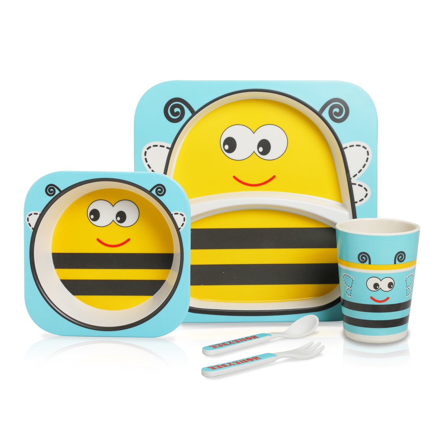 Bamboo Baby Tableware Set, Set Of 5 Pcs, Bees