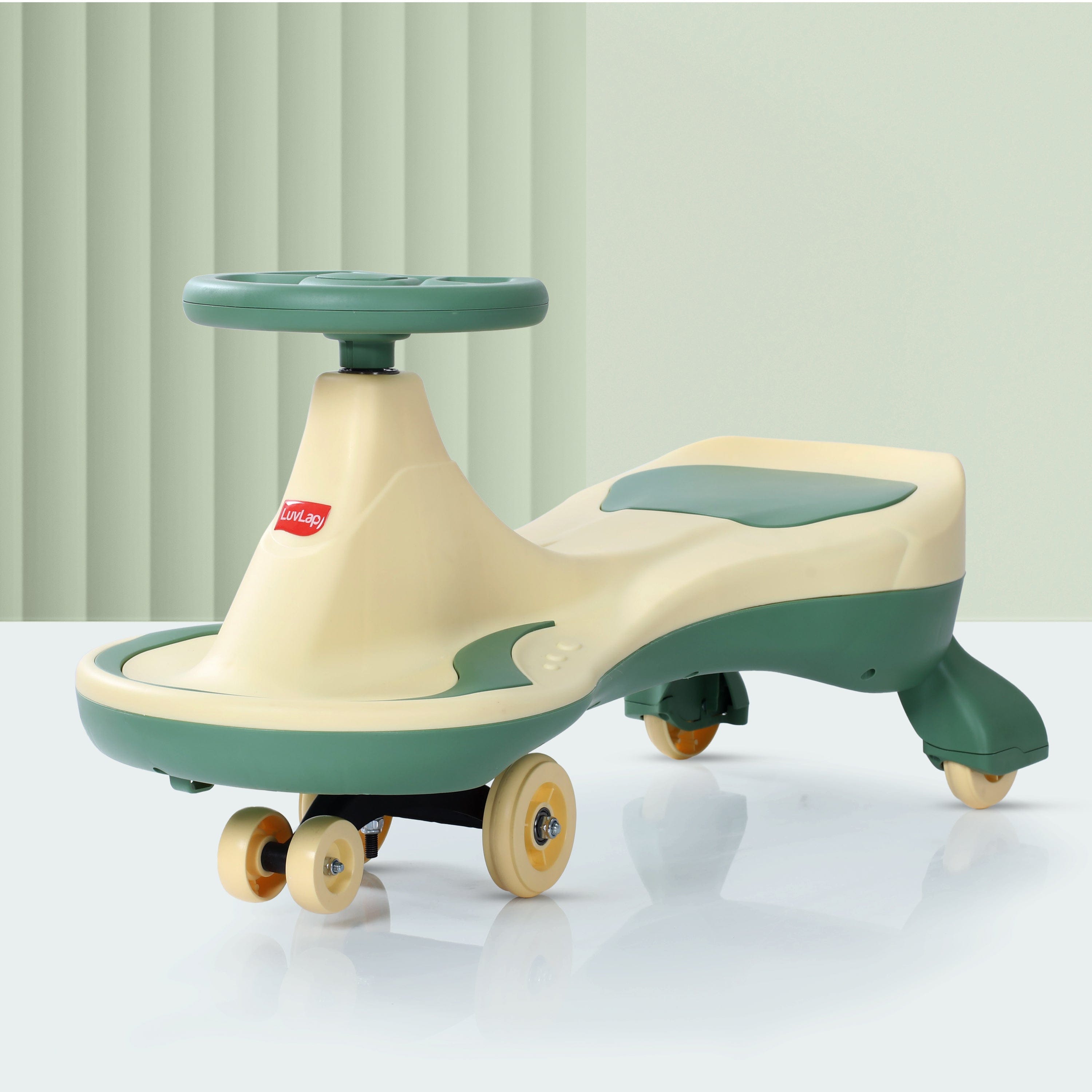 Sunny Swing Car, Kids Push Car, Magic Car for Kids, Comfortable Seats & Durable, Ride On Magic Car for 3+ Years Baby Boy & Girl, Beige & Green