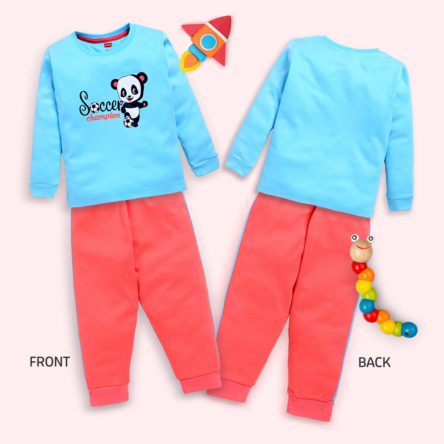 Baby Boys 100% Cotton Full Sleeve Boys T-Shirt & Pyjama Sets Pack Of 3, Aqua, Sunflower & Aurora Red