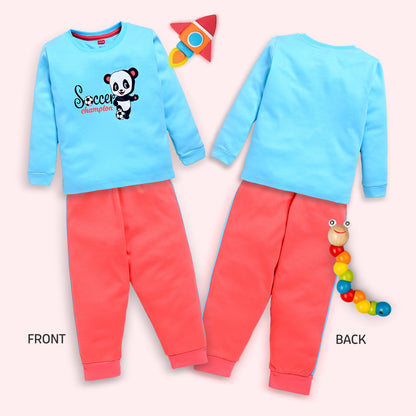 Baby Boys 100% Cotton Full Sleeve Boys T-Shirt & Pyjama Sets Pack Of 3, Aqua, Sunflower & Aurora Red