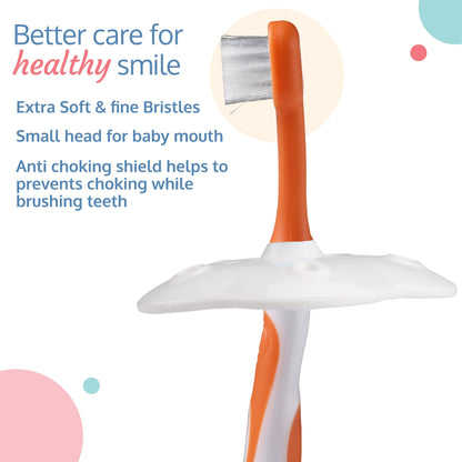 Baby Training Toothbrush Set Of 3 (White/Orange)
