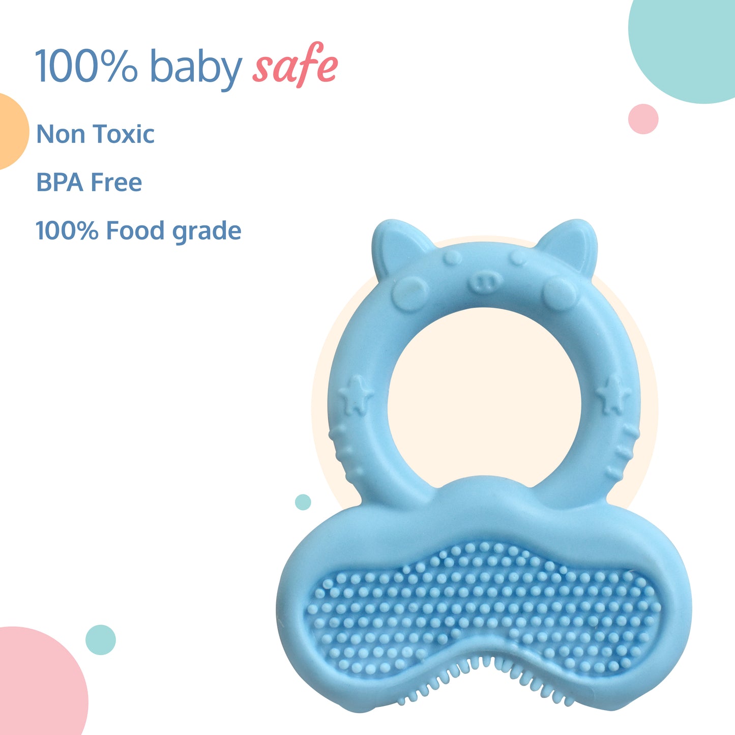 Silicone Baby Teether With Bristles, Blue
