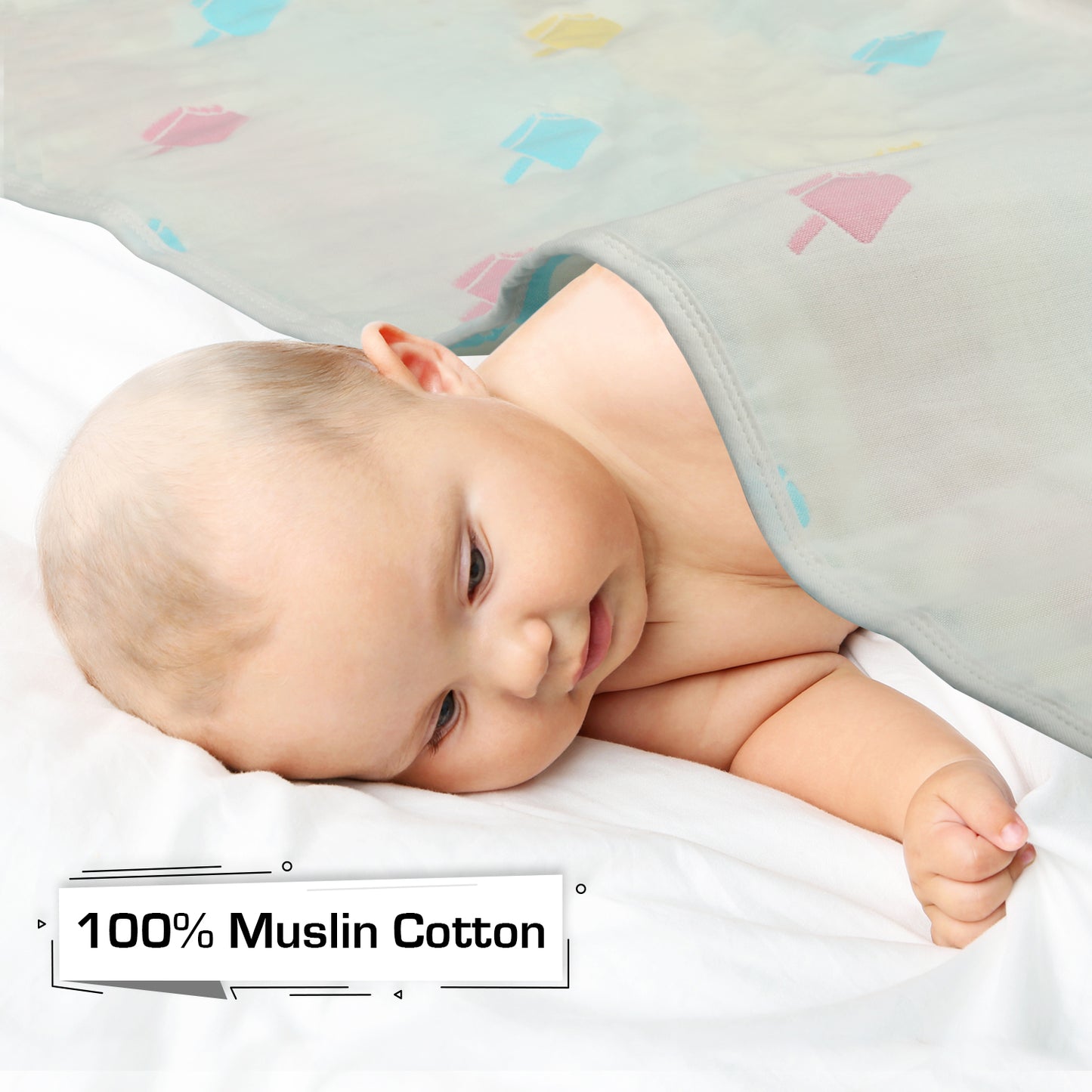 Baby Cotton Quilts Cum Wrappers, White Ice Cream