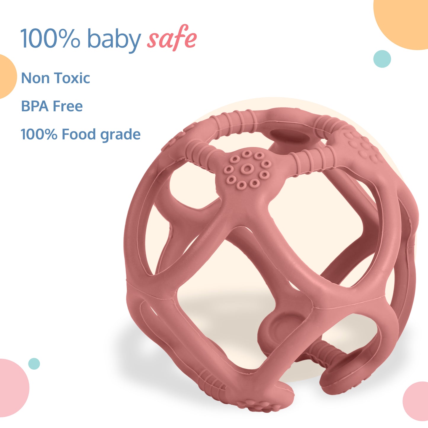 Silicone Ball Teether, Pink