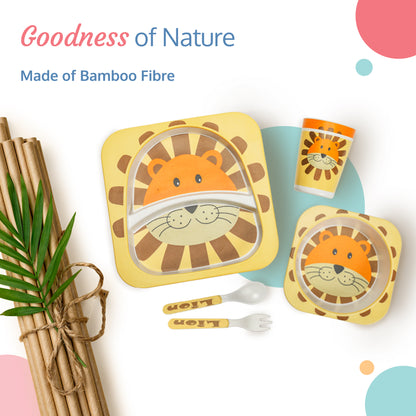 Bamboo Baby Tableware Set, Eco Friendly, Set of 5 Pcs, Lion
