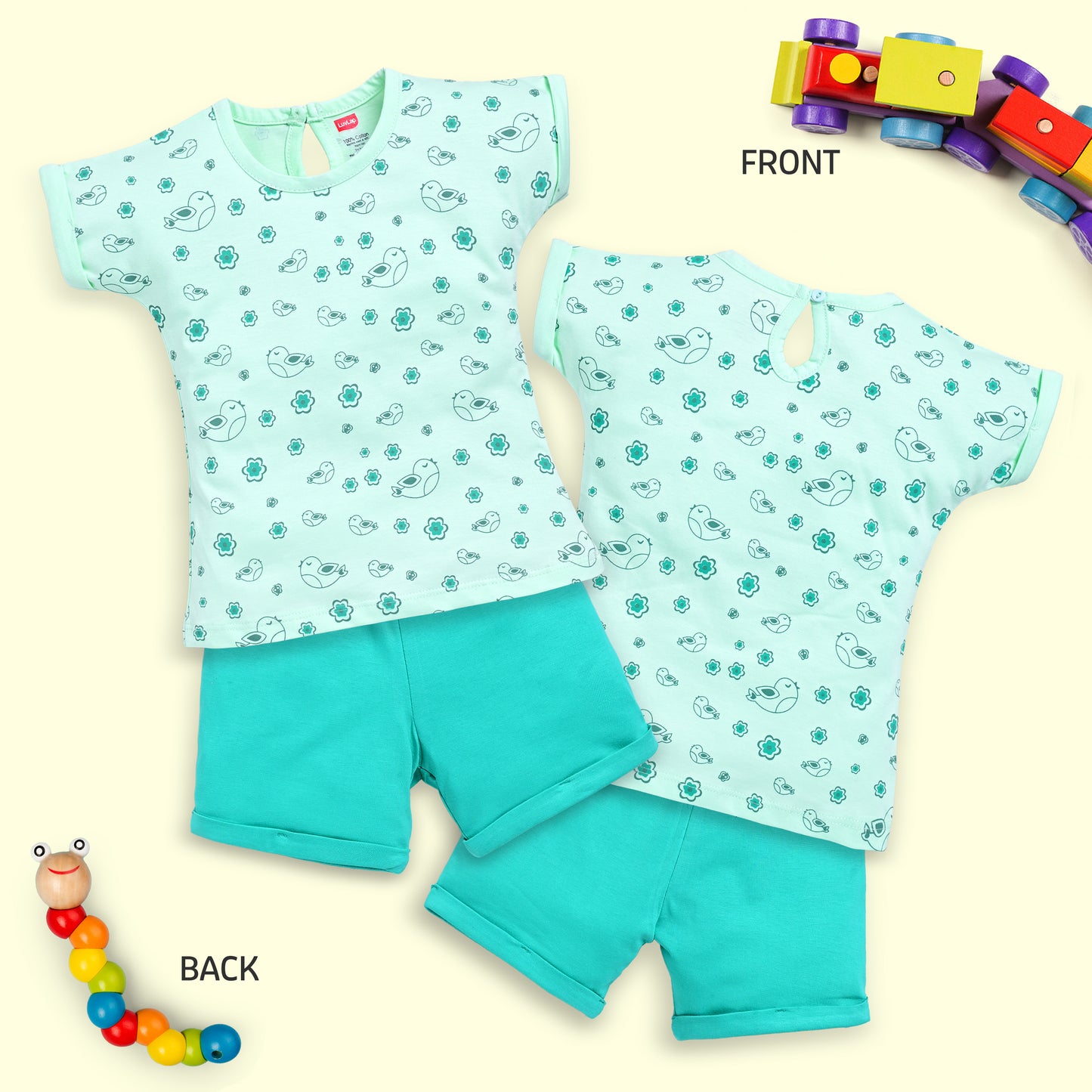 Baby Girls Regular Fit 100% Cotton Half Sleeves Girls Top CoSets Pack Of 3, Lilac Snow, Aqua & Sea Green