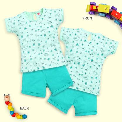 Baby Girls Regular Fit 100% Cotton Half Sleeves Girls Top CoSets Pack Of 3, Lilac Snow, Aqua & Sea Green