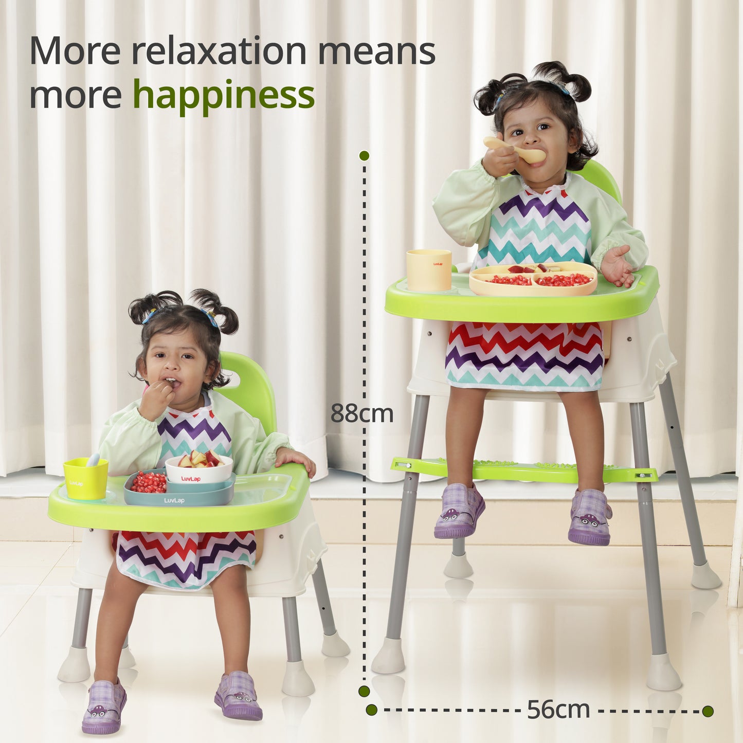 4 in 1 Convertible Baby High Chair with footrest, Convertible to High Chair, Low Chair, & Booster Seat, Essential for Baby Feeding (Green)