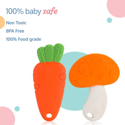 Baby Silicone Teether (Orange, White & Green)