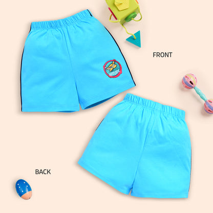 Baby Boys & Girls Regular Fit 100% Cotton Shorts Pack Of 5, Steel Grey, Teal, Blue Radiance, Gold & Supra