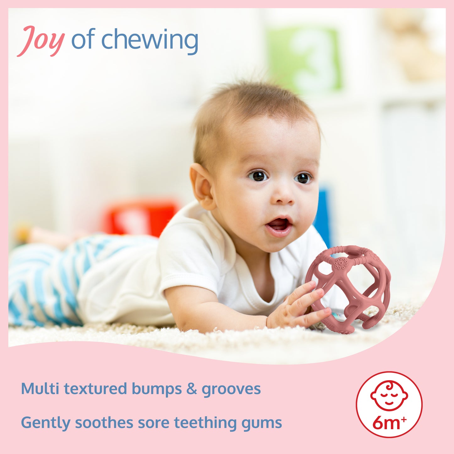 Silicone Ball Teether, Pink