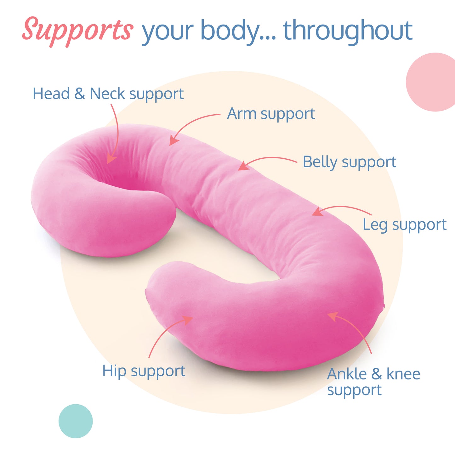 C - Shaped Pregnancy Pillow - Deep Pink