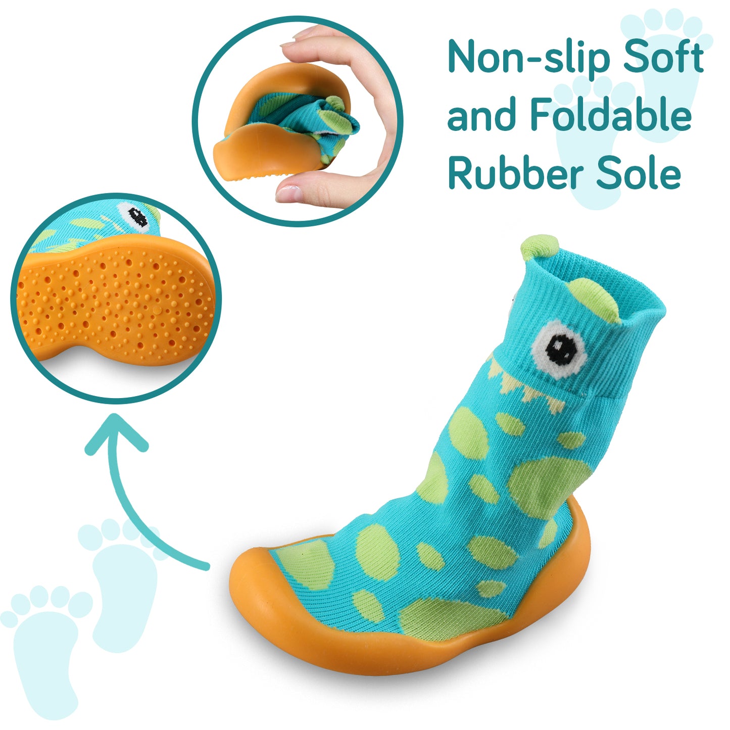 Baby Sock Shoes, Green Frog, Medium