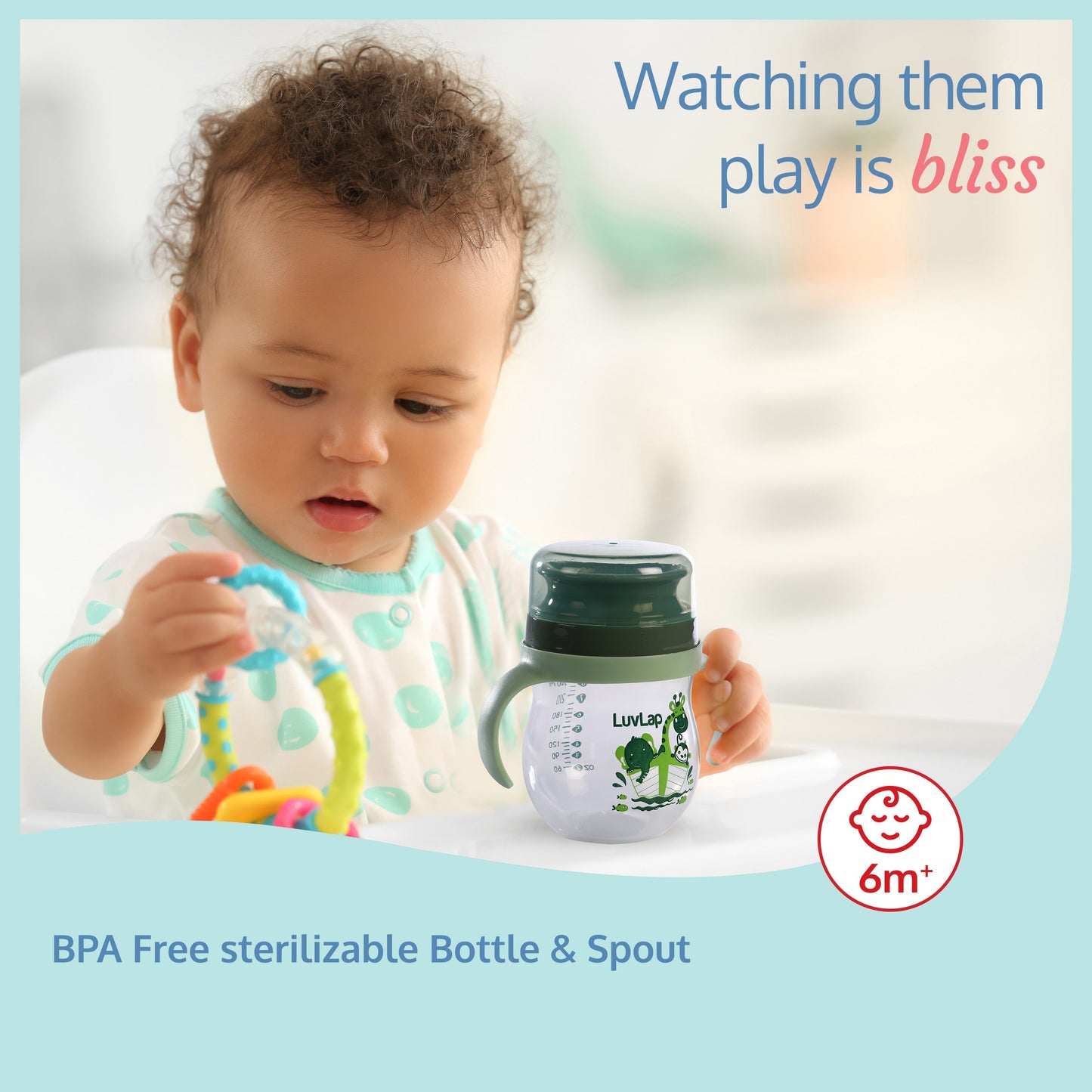 Baby Bite Resistant Soft Spout 360° Sipper Cup, 240 ml, Green