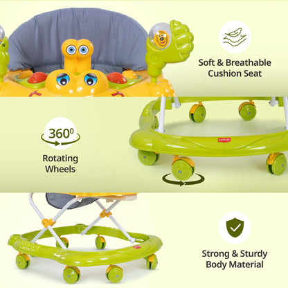 Starshine Baby Walker 9+ Months | 3 Level Height Adjustment Walker/Advanced Baby Activity Walker, Green