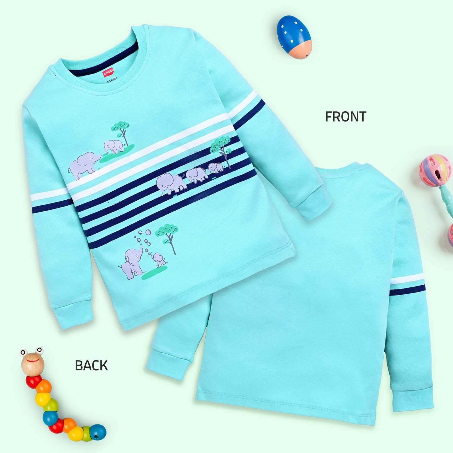 Baby Boys Regular Fit 100% Cotton Full Sleeves Boys T-Shirts Sets Pack Of 4, White, Lt.Pastel Green, Mango, Off White